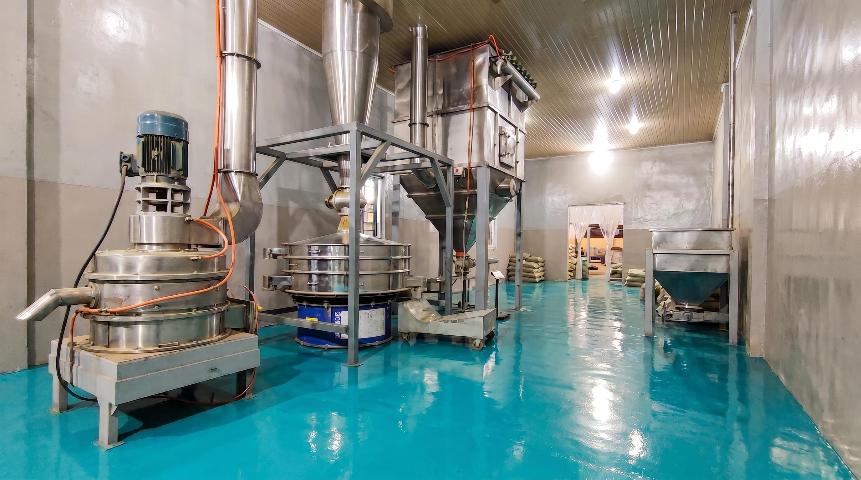 Kratom Factory processing facility -- grinding line in Putussibau, West Kalimantan